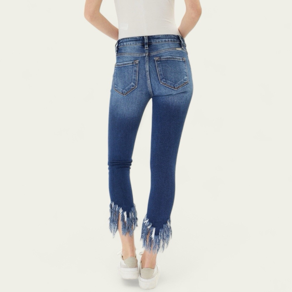 KanCan Audrina Mid Rise Distressed Fringe Ankle Skinny Jeans Women's Size 25 - Picture 4 of 14